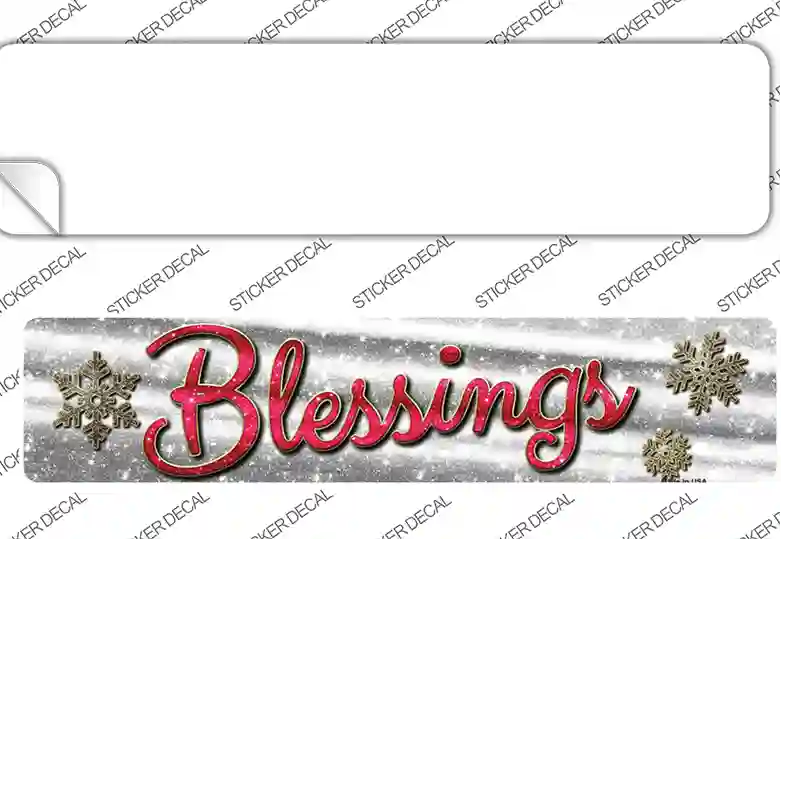 Blessings With Snowflakes Novelty Narrow Sticker Decal Small