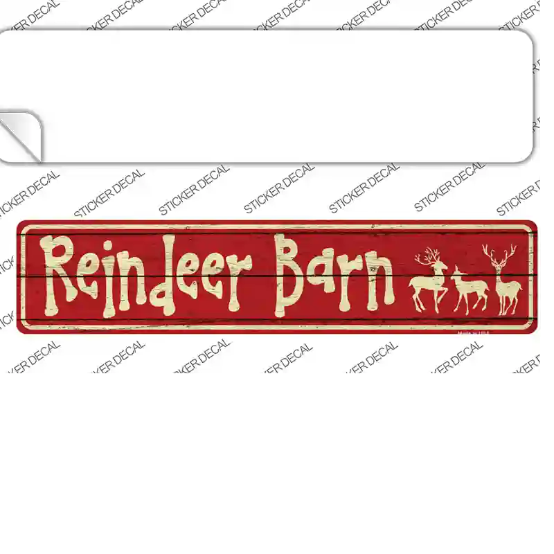 Reindeer Barn Novelty Narrow Sticker Decal Small