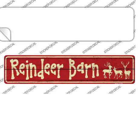 Reindeer Barn Novelty Narrow Sticker Decal Small