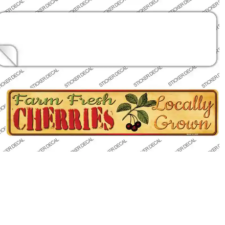 Farm Fresh Cherries Novelty Narrow Sticker Decal Small