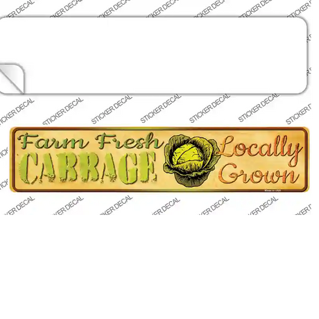 Farm Fresh Cabbage Novelty Narrow Sticker Decal Small