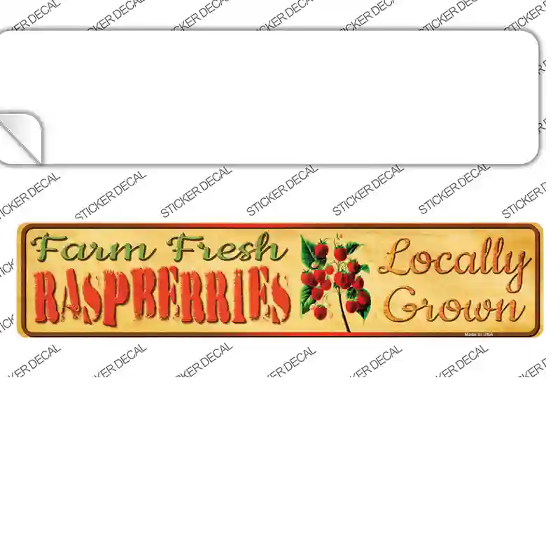 Farm Fresh Raspberries Novelty Narrow Sticker Decal Small