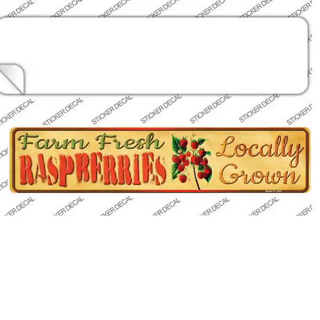 Farm Fresh Raspberries Novelty Narrow Sticker Decal Small