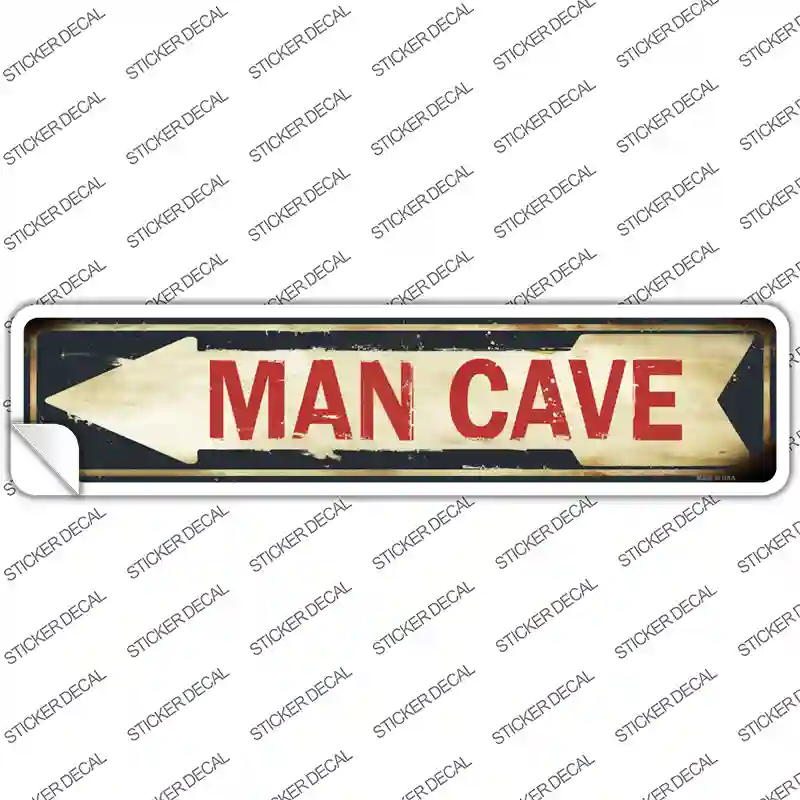 Man Cave Pointing Arrow Novelty Narrow Sticker Decal Small