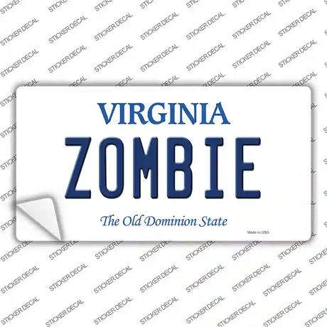 Zombie Virginia Novelty Sticker Decal Small