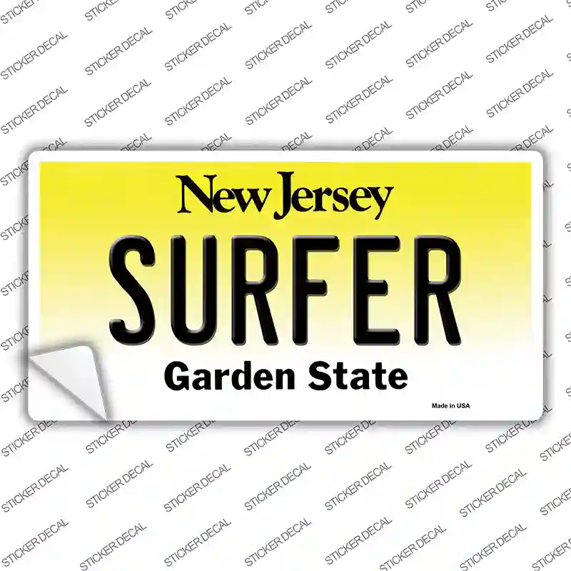 Surfer New Jersey Novelty Sticker Decal Small