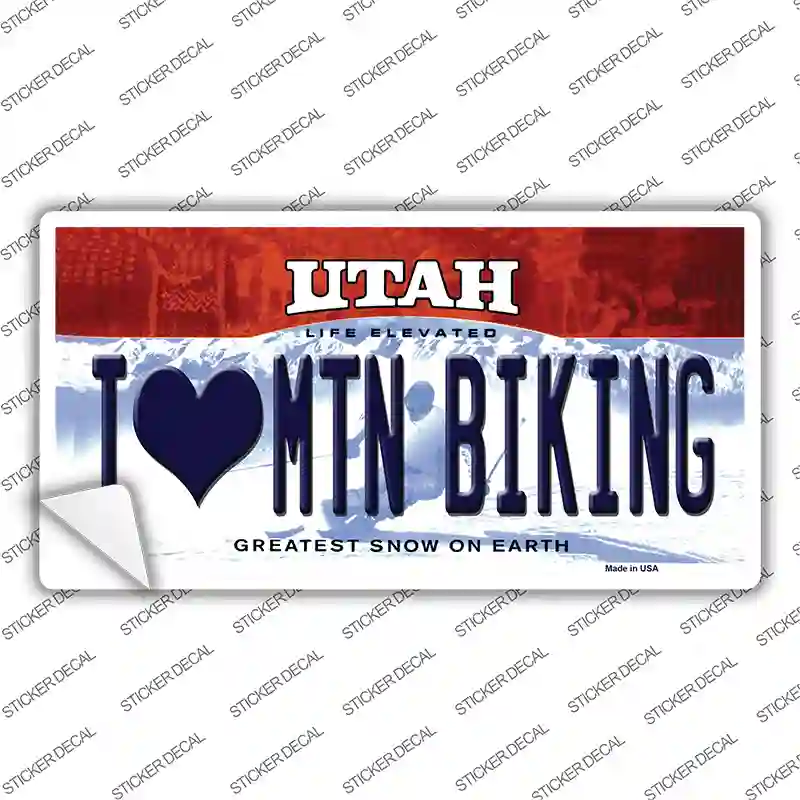 I Love Mtn Biking Utah Novelty Sticker Decal Small