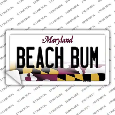 Beach Bum Maryland Novelty Sticker Decal Small