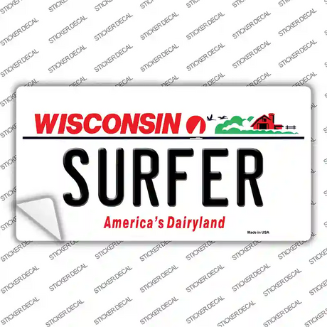 Surfer Wisconsin Novelty Sticker Decal Small