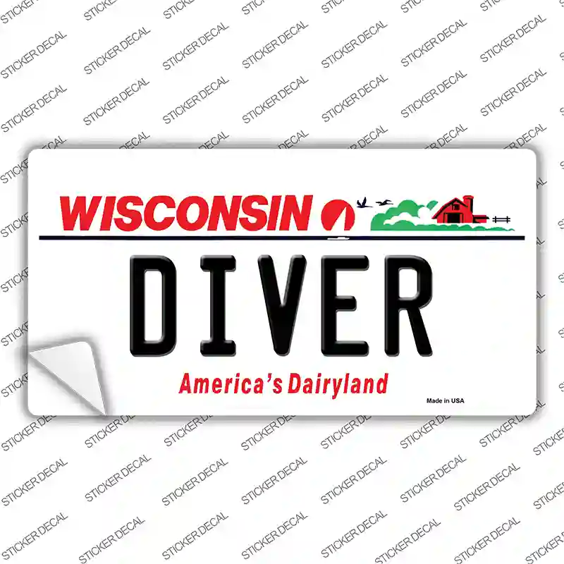 Diver Wisconsin Novelty Sticker Decal Small