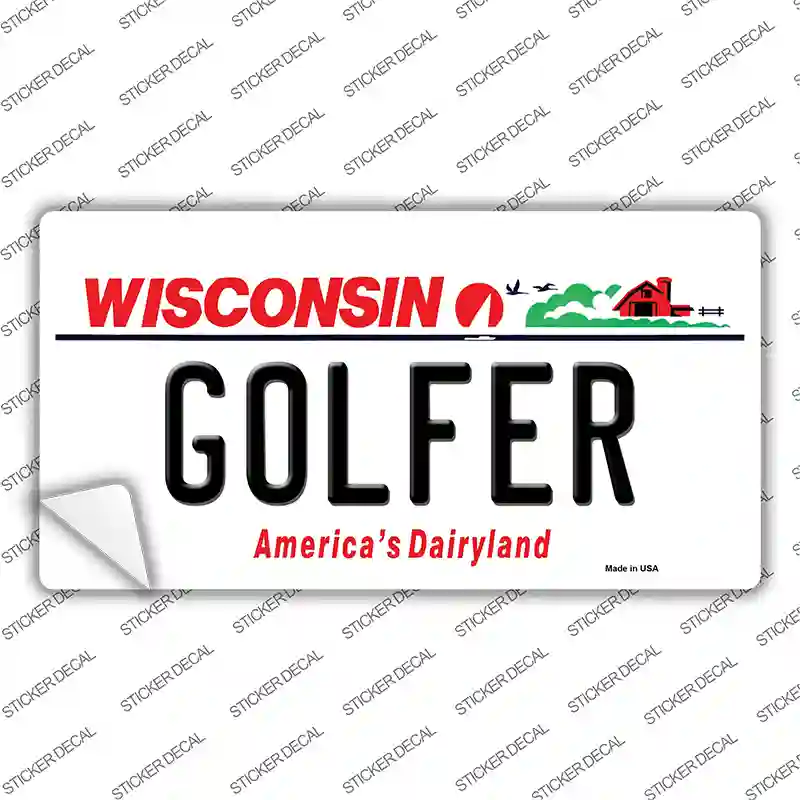 Golfer Wisconsin Novelty Sticker Decal Small