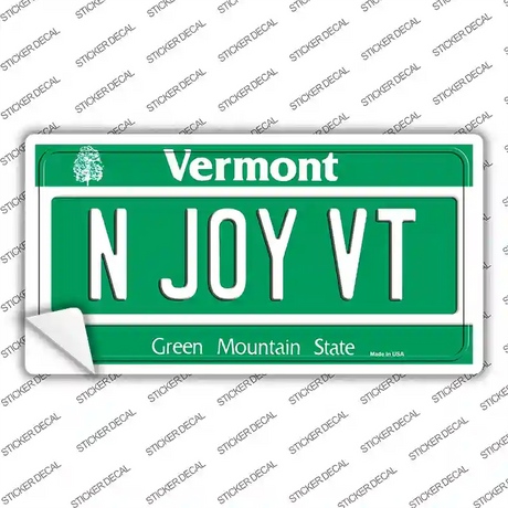 N Joy VT Vermont Novelty Sticker Decal Small