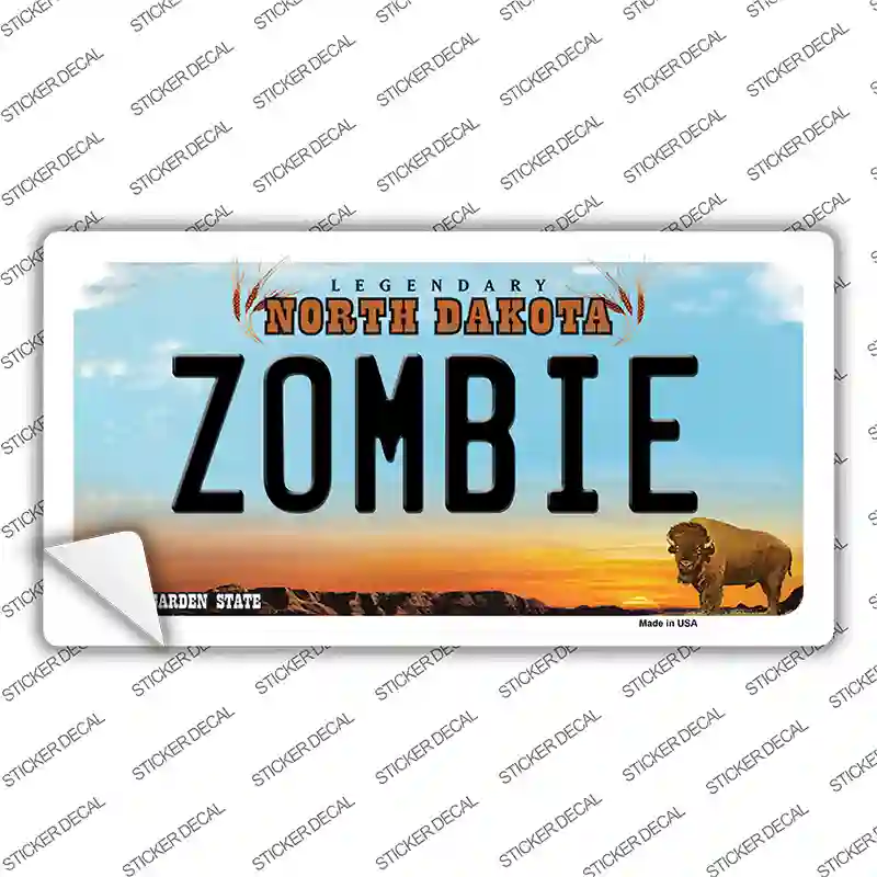 Zombie North Dakota Novelty Sticker Decal Small