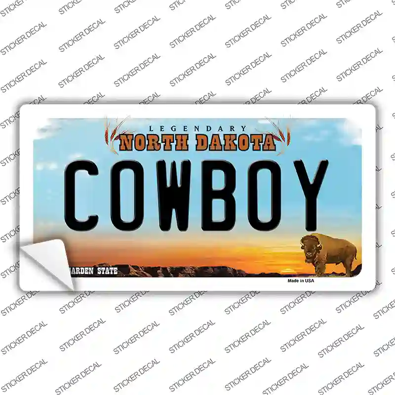 Cowboy North Dakota Novelty Sticker Decal Small