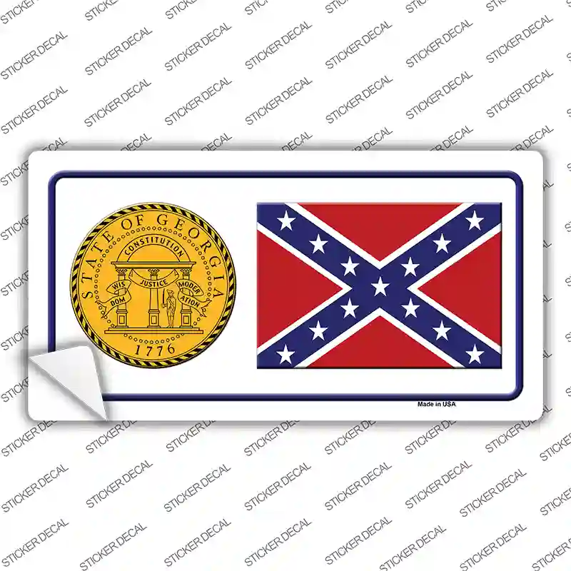 Confederate Flag Georgia Seal Novelty Sticker Decal