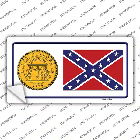 Confederate Flag Georgia Seal Novelty Sticker Decal Small