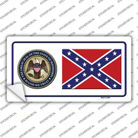 Confederate Flag Mississippi Seal Novelty Sticker Decal Small