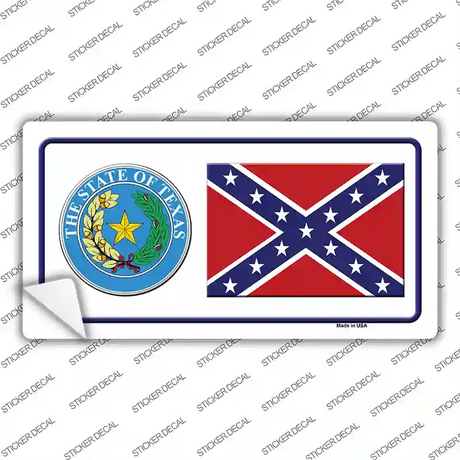 Confederate Flag Texas Seal Novelty Sticker Decal Small