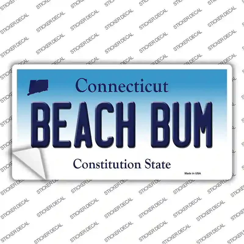 Beach Bum Connecticut Novelty Sticker Decal Small