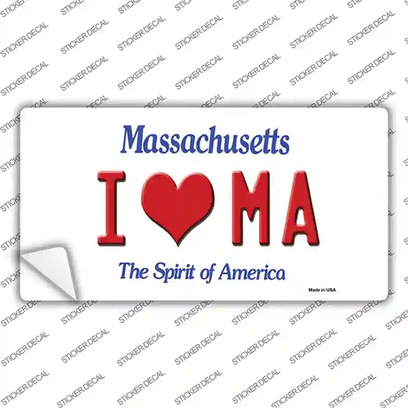 I Love Massachusetts Novelty Sticker Decal Small