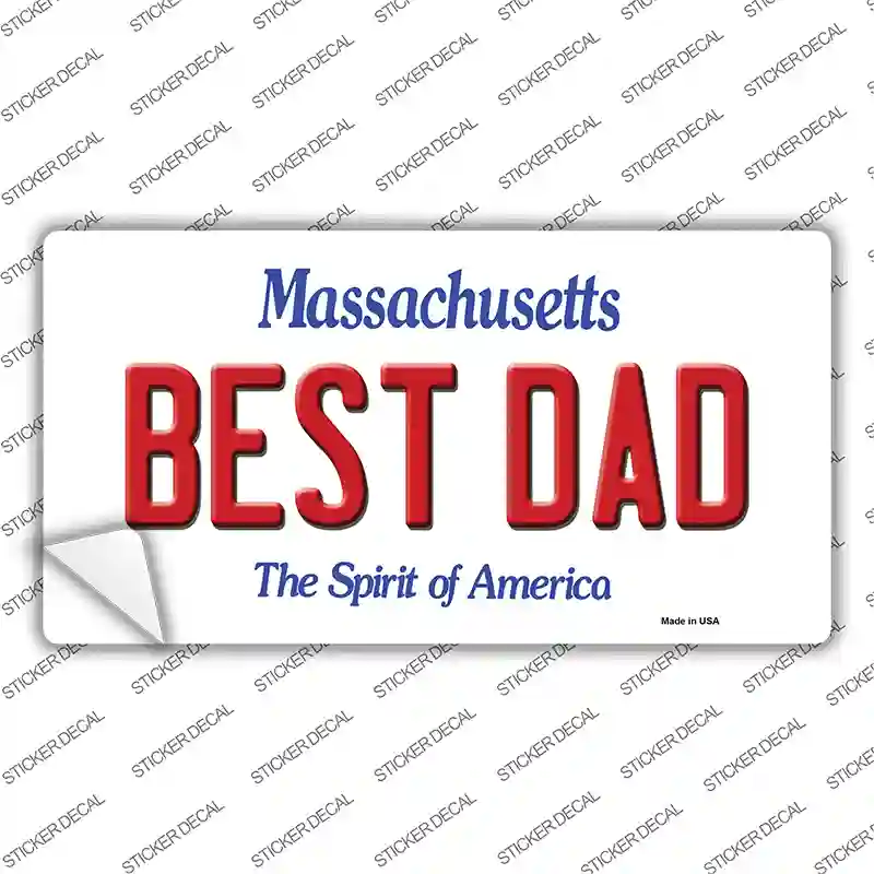 Best Dad Massachusetts Novelty Sticker Decal Small