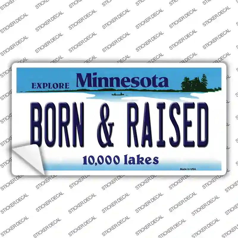 Born and Raised Minnesota State Novelty Sticker Decal Small