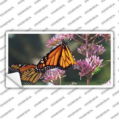 Butterfly Monarch On Flower Novelty Sticker Decal Small