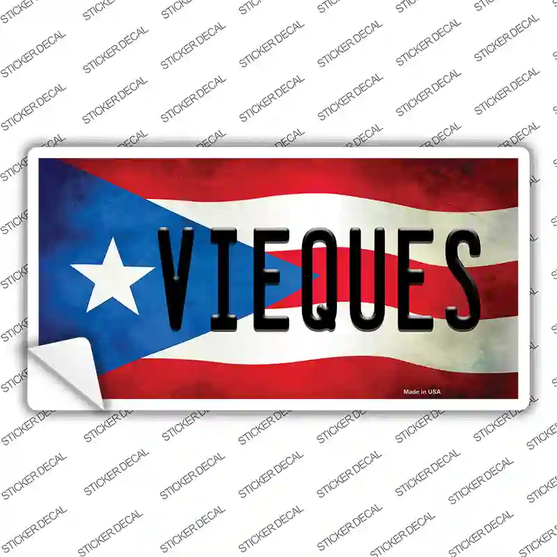 Vieques Puerto Rico Flag Novelty Sticker Decal