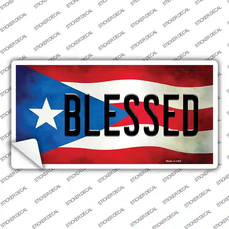 Blessed Puerto Rico Flag Novelty Sticker Decal