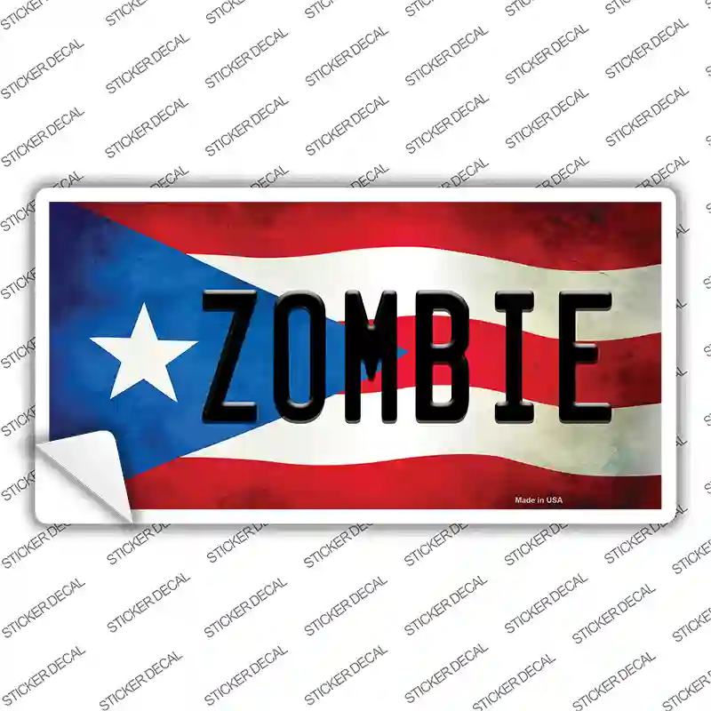 Zombie Puerto Rico Flag Novelty Sticker Decal Small