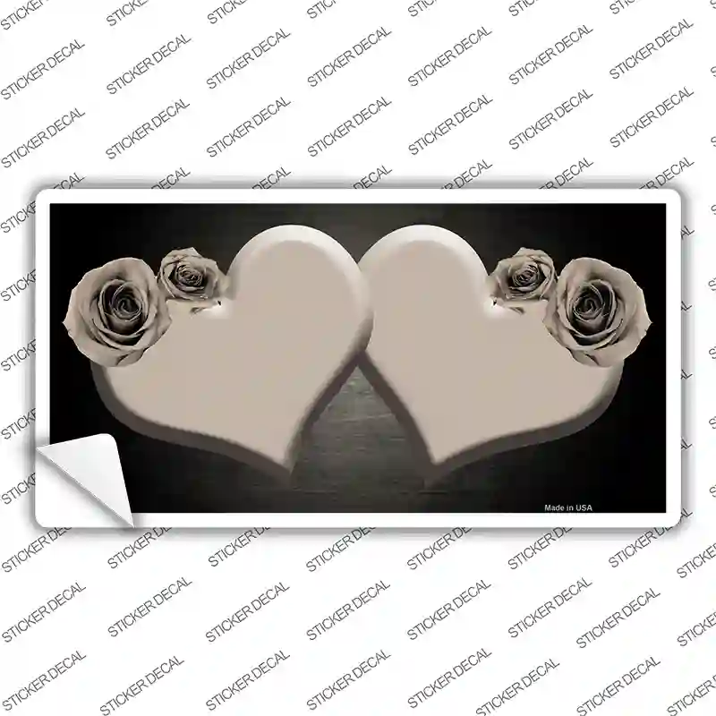 Hearts Over Roses In Tan Novelty Sticker Decal