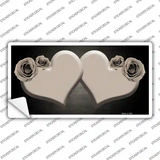 Hearts Over Roses In Tan Novelty Sticker Decal