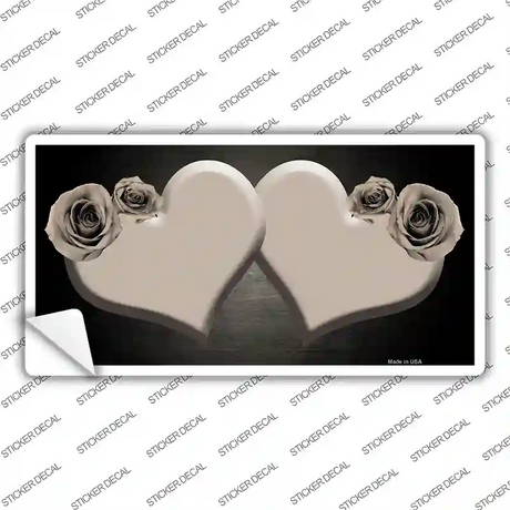 Hearts Over Roses In Tan Novelty Sticker Decal