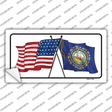 New Hampshire Crossed US Flag Novelty Sticker Decal