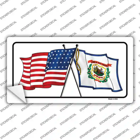 West Virginia Crossed US Flag Novelty Sticker Decal