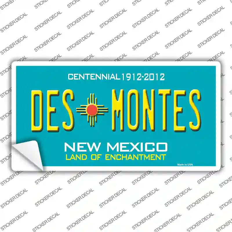 Des Montes Teal New Mexico Novelty Sticker Decal Small