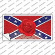 Confederate Flag With Red Rose Novelty Sticker Decal Small