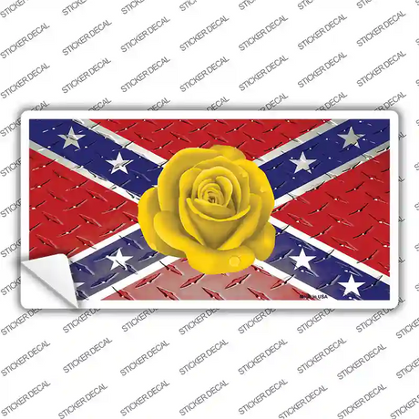 Confederate Flag With Yellow Rose Novelty Sticker Decal Small