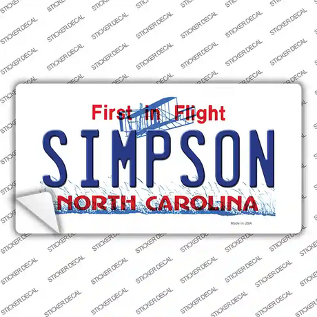 Simpson North Carolina Novelty Sticker Decal Small