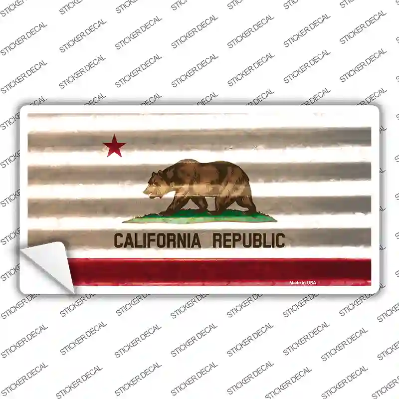 California Corrugated Flag Novelty Sticker Decal Small