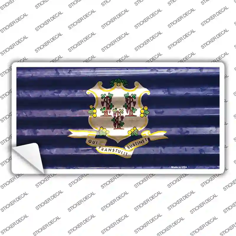 Connecticut Corrugated Flag Novelty Sticker Decal Small