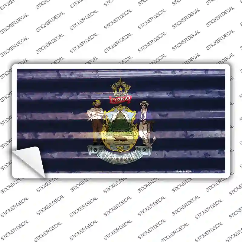 Maine Corrugated Flag Novelty Sticker Decal Small