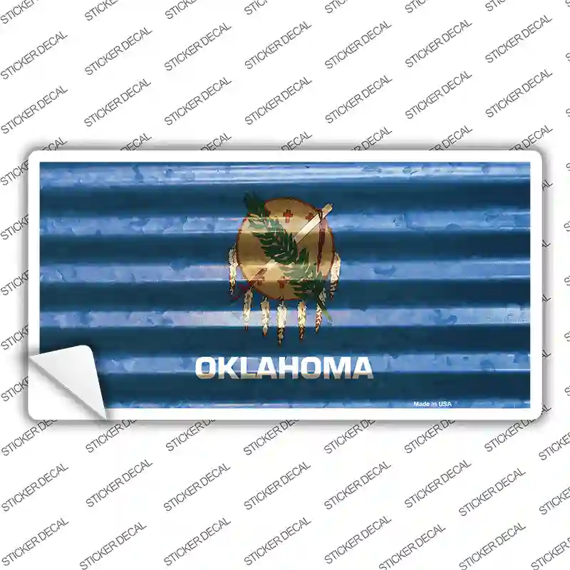 Oklahoma Corrugated Flag Novelty Sticker Decal Small