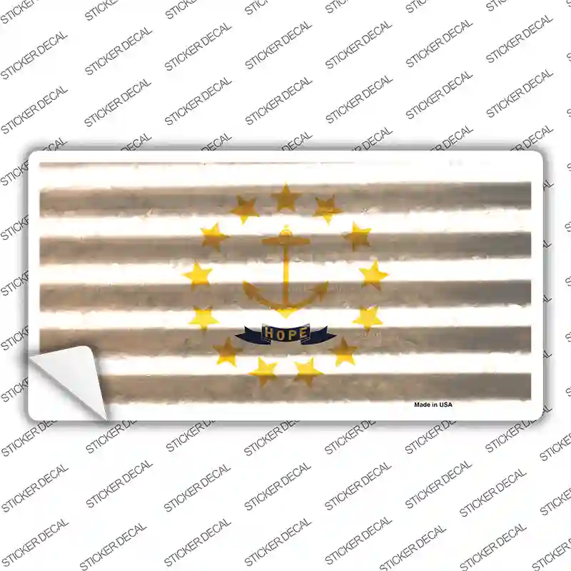 Rhode Island Corrugated Flag Novelty Sticker Decal Small