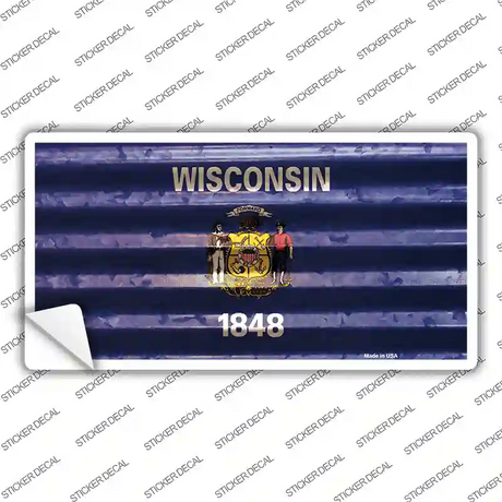 Wisconsin Corrugated Flag Novelty Sticker Decal Small