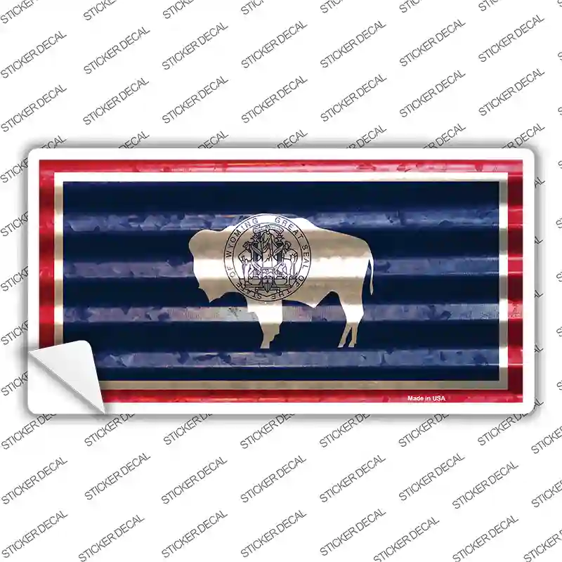 Wyoming Corrugated Flag Novelty Sticker Decal Small