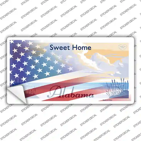 Alabama with American Flag Novelty Sticker Decal Small