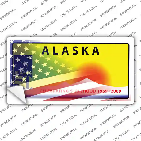 Alaska with American Flag Novelty Sticker Decal Small