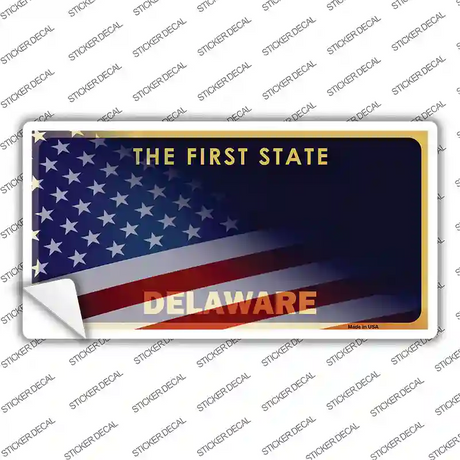 Delaware with American Flag Novelty Sticker Decal Small