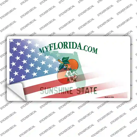 Florida with American Flag Novelty Sticker Decal Small